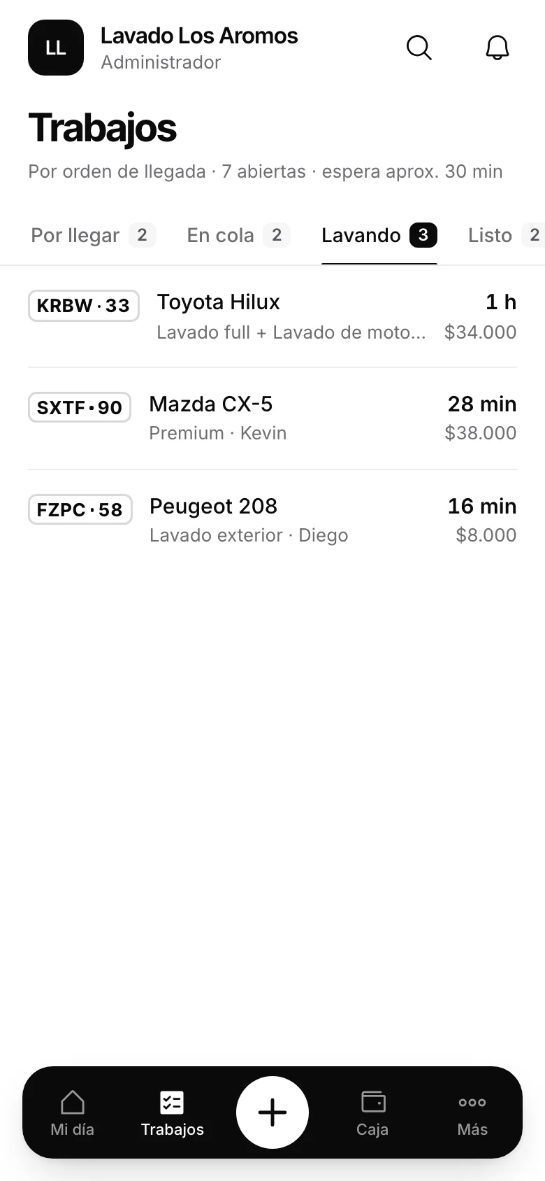 Trabajos de Automovity en el celular